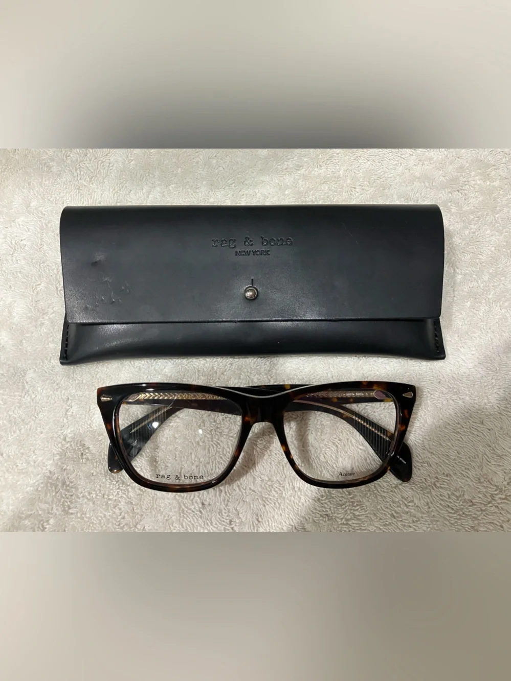 Eyeglasses Rag and Bone RNB 3013 0086 00 Dark Havana Clear Lens w/ case
